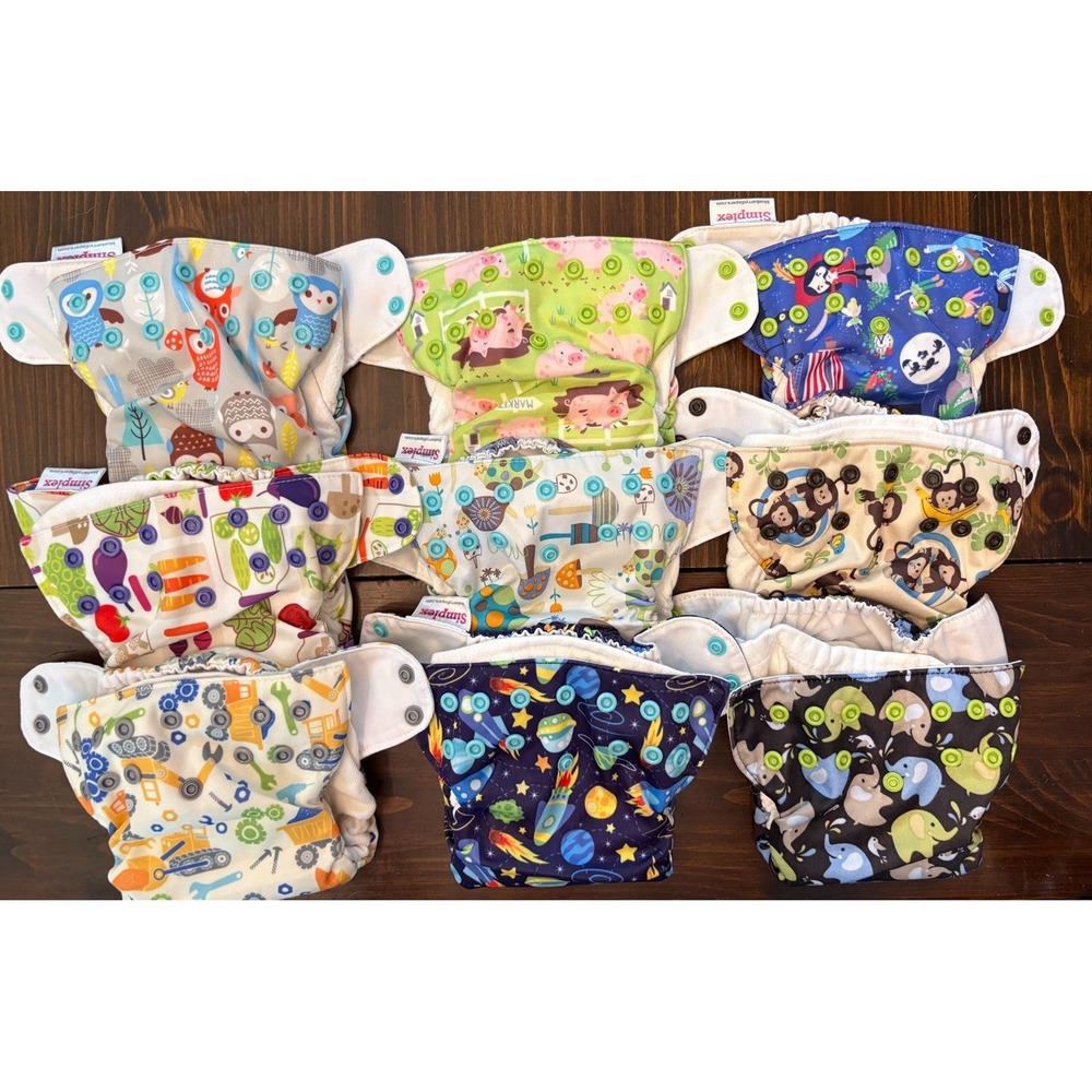 Simplex Blueberry Lot 9-All in One Cloth Diapers Multicolor One Size Fits Most